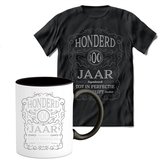 100 Jaar Legendarisch Gebrouwen T-shirt met mok giftset Zwart | Verjaardag cadeau pakket set | Grappig feest shirt Heren – Dames – Unisex kleding | Koffie en thee mok | Maat XXL