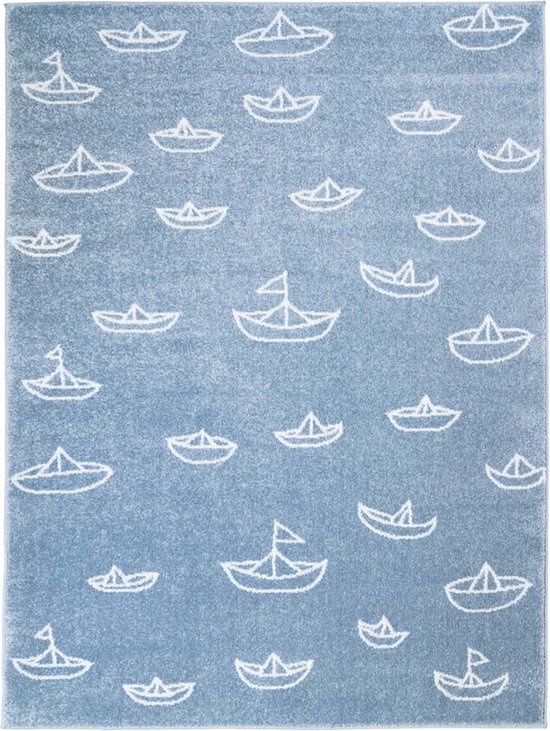 Teppium Kindertapijt Blauw, beer ontwerp, 16110, Vloerkleed Rechthoekig, Vloerkleed kinderkamer babykamer, 160 x 230 cm