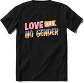 Love has no gender| Pride T-Shirt Heren - Dames - Unisex | LHBTI / LGBT / Gay / Homo / Lesbi |Cadeau Shirt | Grappige Love is Love Spreuken - Zinnen - Teksten Maat L