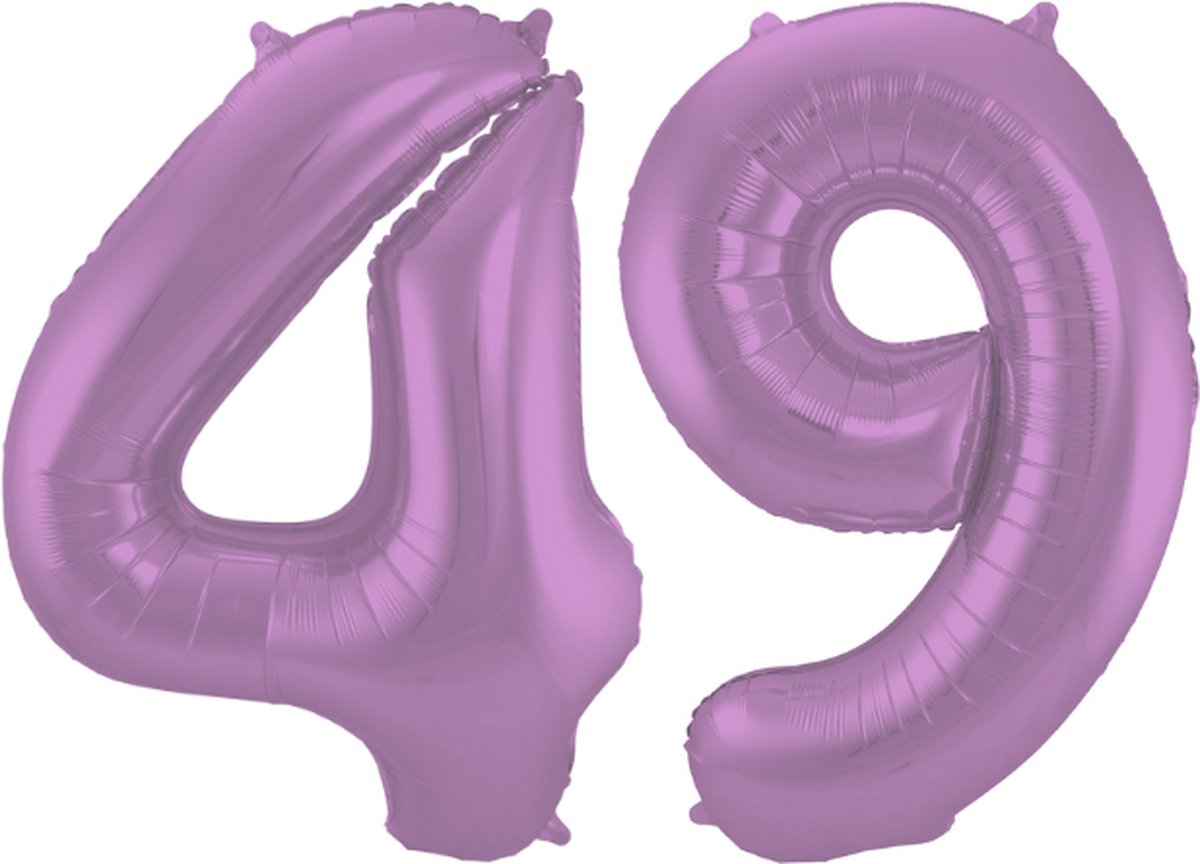 Folieballon 49 jaar metallic paars 86cm