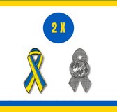 5 x Buttons Hartje Oekraine 25 mm | Heart Ukraine | Support Oekraïne | Speldje broche pin Vlag Oekraine