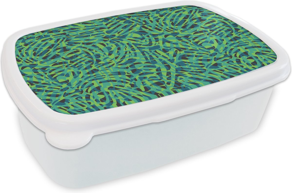 Broodtrommel Wit - Lunchbox - Brooddoos - Jungle - Dieren - Patroon - 18x12x6 cm - Volwassenen