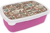 Lunchbox Rose - Lunchbox - Boîte à pain - Chat - Boek - Placard - Garçons - Filles - Enfants - Enfant - 18x12x6 cm - Enfants - Fille