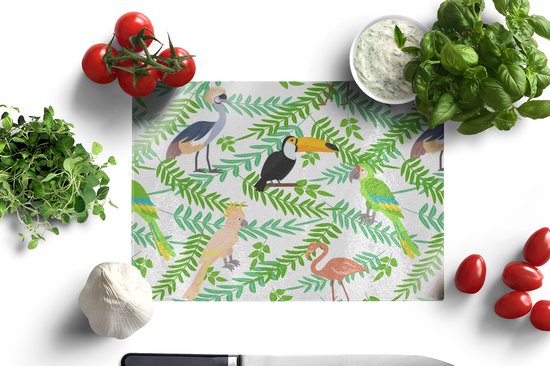 Planche à découper en Verres - 28x20 - Jungle - Vogel - Motifs - Planches à découper en Glas