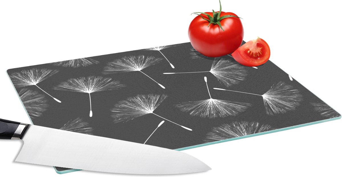 Glazen Snijplank - 28x20 - Design - Paardenbloem - Plant - Snijplanken Glas