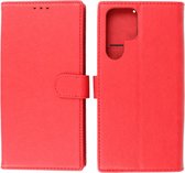 Hoesje Geschikt voor Samsung Galaxy S22 Ultra - Book Case Telefoonhoesje - Kaarthouder Portemonnee Hoesje - Wallet Cases - Rood