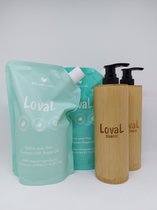 Loval - Geschenkset - Moederdag Cadeau - Organische shampoo en conditioner met argan olie - 2 Navulzakken van 450ML - Shampoo en Conditioner zonder sulfaten, parabenen, siliconen e