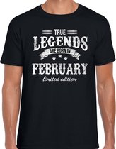 Legends are born in February t-shirt voor heren - zwart - verjaardag in Februari - cadeau shirt 30, 40, 50, 60 jaar XL