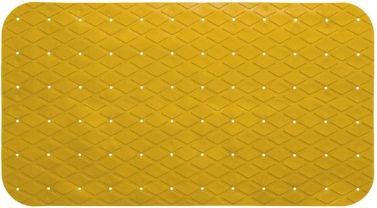 Tapis de douche/bain antidérapant jaune 70 x 35 cm rectangulaire - Tapis de bain à ventouses