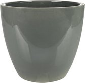 Plantenpot/bloempot in een strakke Scandinavische look antraciet Dia 20 cm en Hoogte 19 cm glanzend