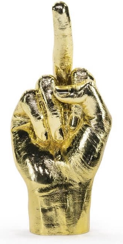 Gouden middelvinger beeldje - Bitten Design