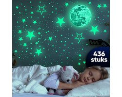 foto van JUST23 Glow in the dark stickers -  442 stuks - Glow in the dark sterren - Stickers - Sterrenhemel - Glow in the dark - Muurstickers kinderkamer