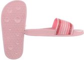 Kinder  (bad) slippers glitter strepen roze 32