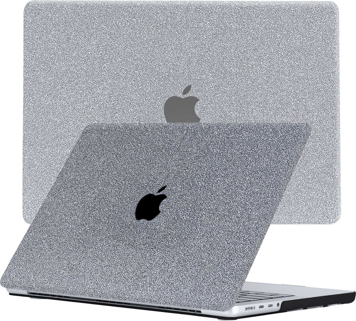 Lunso Geschikt voor MacBook Pro 16 inch M1/M2 (2021-2023) cover hoes - case - Glitter Zilver
