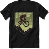 Crosscountry | TSK Studio Mountainbike kleding Sport T-Shirt | Groen | Heren / Dames | Perfect MTB Verjaardag Cadeau Shirt Maat M