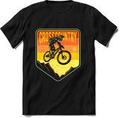 Crosscountry | TSK Studio Mountainbike kleding Sport T-Shirt | Oranje - Geel | Heren / Dames | Perfect MTB Verjaardag Cadeau Shirt Maat XL