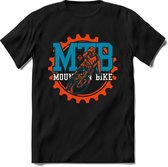 Mountainbike Gear | TSK Studio Mountainbike kleding Sport T-Shirt | Blauw - Oranje | Heren / Dames | Perfect MTB Verjaardag Cadeau Shirt Maat 3XL