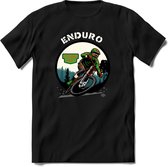 Enduro | TSK Studio Mountainbike kleding Sport T-Shirt | Groen - Oranje | Heren / Dames | Perfect MTB Verjaardag Cadeau Shirt Maat S