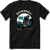 Downhill | TSK Studio Mountainbike kleding Sport T-Shirt | Blauw - Paars | Heren / Dames | Perfect MTB Verjaardag Cadeau Shirt Maat L