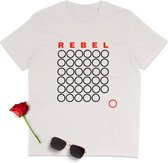 T Shirt Heren - T Shirt Dames - Unisex - Rebel - Korte Mouw - Wit - Maat M