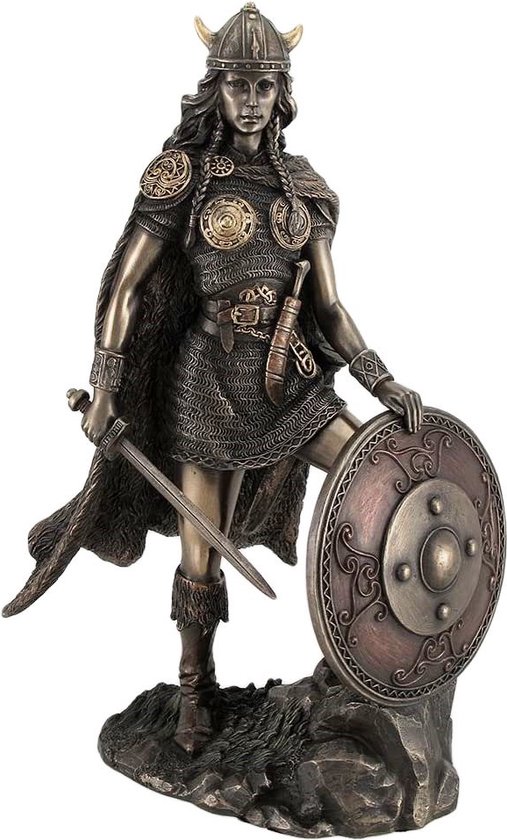 Veronese Desing - Schildmaagd Gebronsd beeld - Shield-maiden - Viking beeld - 26cm