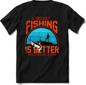 A bad day fishing is better than a good day at work | vissen outdoor T-Shirt Heren / dames | hengelsport cadeau Shirt - grappige Spreuken, Zinnen en Teksten Maat XXL