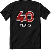 40 Years - Feest kado T-Shirt Heren / Dames - Rood / Grijs - Perfect Verjaardag Cadeau Shirt - grappige Spreuken, Zinnen en Teksten. Maat XL