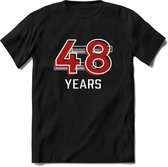 48 Years - Feest kado T-Shirt Heren / Dames - Rood / Grijs - Perfect Verjaardag Cadeau Shirt - grappige Spreuken, Zinnen en Teksten. Maat XL