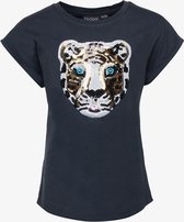 TwoDay meisjes T-shirt met tijgerkop - Blauw - Maat 146/152