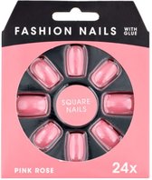 Fashion Nails nep nagels ''Pink Rose'' - Roze - Kunststof - Set van 24