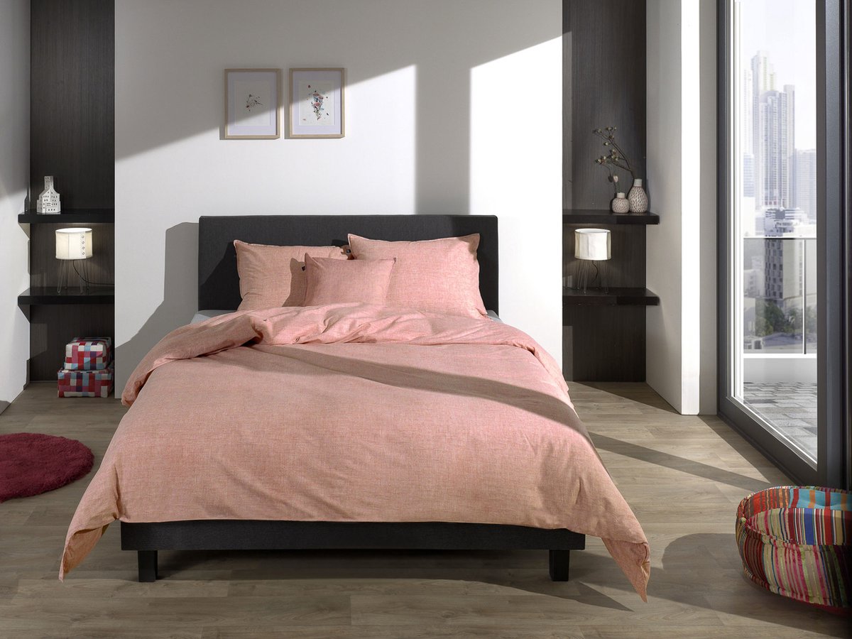 Zo!Home Lino Dekbedovertrek - Eenpersoons - 140x200/220 cm - Old Rose