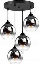 Hanglamp Industrieel voor Woonkamer, Eetkamer -  Smoking Glas - 4-lichts - Smoke Glas - 4 bollen - Rookglas