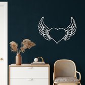 Wanddecoratie | Engelenhart / Angel Heart  decor | Metal - Wall Art | Muurdecoratie | Woonkamer |Wit| 75x53cm