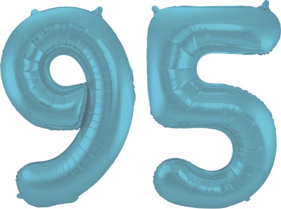 Folieballon 95 jaar metallic pastel blauw mat 86cm