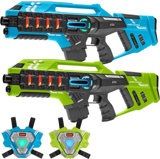 Light Battle Connect Mega Blaster lasergame set - 2 Lasergeweren Blauw/Groen - speelgoed lasergun set voor 2 personen