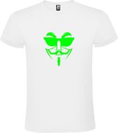 Wit T shirt met print van " Vendetta " print Neon Groen size S