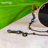 MATTISE Zwart Unisex Staal Geschakelde Brillenkoord met Bolletjes — Brillenkoordje Dames en Heren — Lang Zonnebril Koordje — Brilketting Brilkoord Chain Ketting