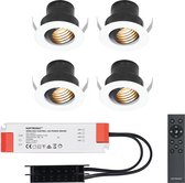 Set van 4 12V 3W - Mini LED Inbouwspot - Wit - Dimbaar - Kantelbaar & verzonken - Verandaverlichting - IP44 voor buiten - 2700K - Warm wit