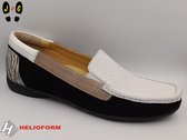 Helioform dames mocassin, H343 zwart/wit/beige/combi, Maat 40