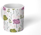 Mok - Koffiemok - Roze - Bomen - Bladeren - Design - Mokken - 350 ML - Beker - Koffiemokken - Theemok