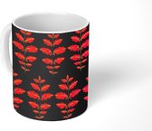 Mok - Koffiemok - Patroon - Bladeren - Roze - Mokken - 350 ML - Beker - Koffiemokken - Theemok