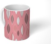 Mok - Koffiemok - Bladeren - Roze - Luxe - Mokken - 350 ML - Beker - Koffiemokken - Theemok