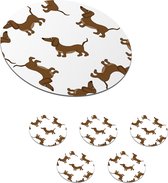 Onderzetters voor glazen - Rond - Patronen - Hond - Teckel - Jongens - Meisjes - Kinderen - Kind - 10x10 cm - Glasonderzetters - 6 stuks