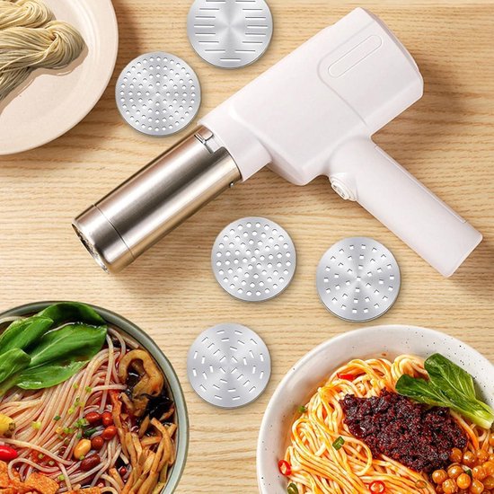 Allecto plus - Elektrische Draagbare Pastamachine met Accu - Roestvrijstaal - Pasta Maker met 5 Vormstukken - Keuken & Buiten - Automatisch van Allecto Plus — afbeelding 4