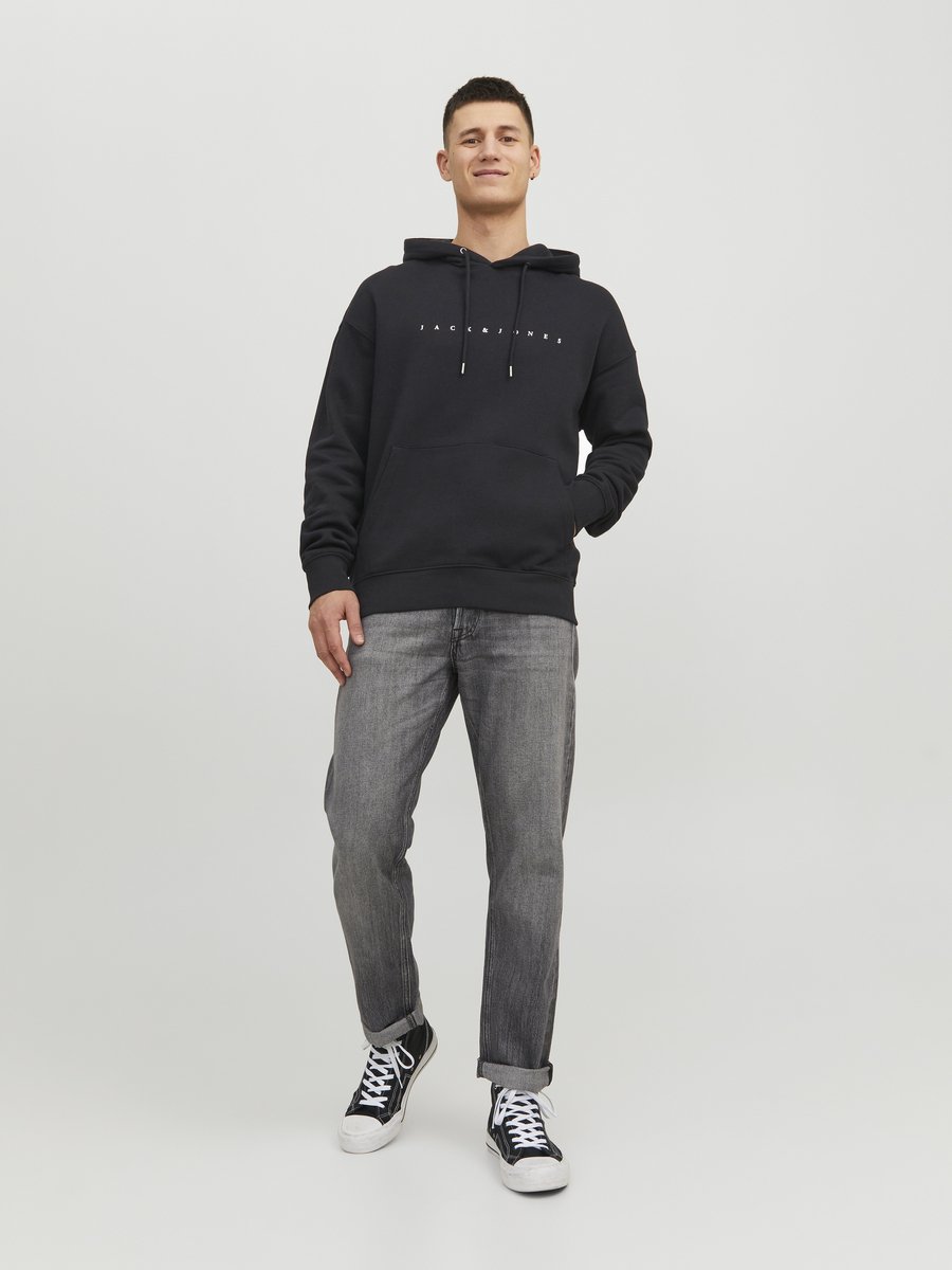 JACK & JONES Star jj sweat hood regular fit - heren hoodie katoenmengsel met capuchon - zwart — afbeelding 2