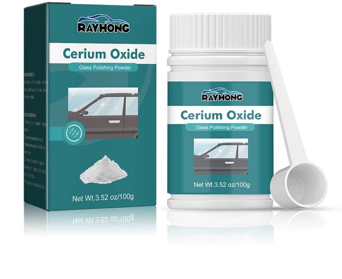 Rayhong Cerium Oxide Glas Polijstpoeder | Voorruit en glas | Glas Polish Ceriumoxidepoeder | Autoruit Scrach Verwijderen | Krassen Verwijderen | Reparatie Auto Care | Polijstpasta Koplampen Auto - Polijstset voor Krassen Verwijderen |100g