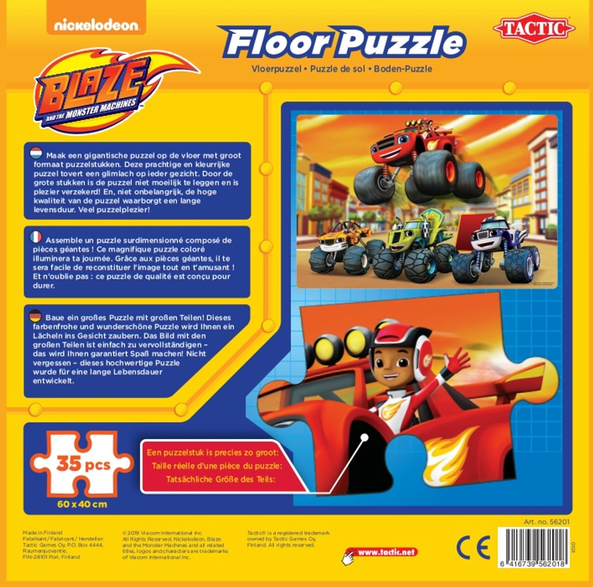 Tactic Blaze Vloerpuzzel – Puzzel – Vanaf 3 jaar – 35 stukjes – 60x40 cm — afbeelding 4