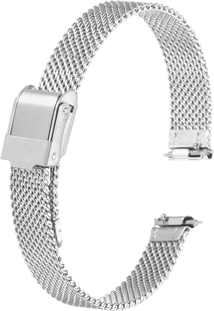 Horlogeband van roestvrij staal 316L - 10 mm - snelsluiting - verstelbare metalen armband - zilverkleurig - unisex - 10mm breedte - zilver.