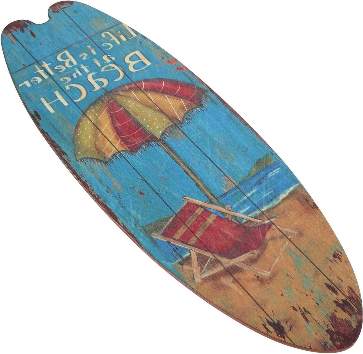 Allecto plus - Houten surfplank bord muurdecoratie voor zomerse sfeer in huis of bar