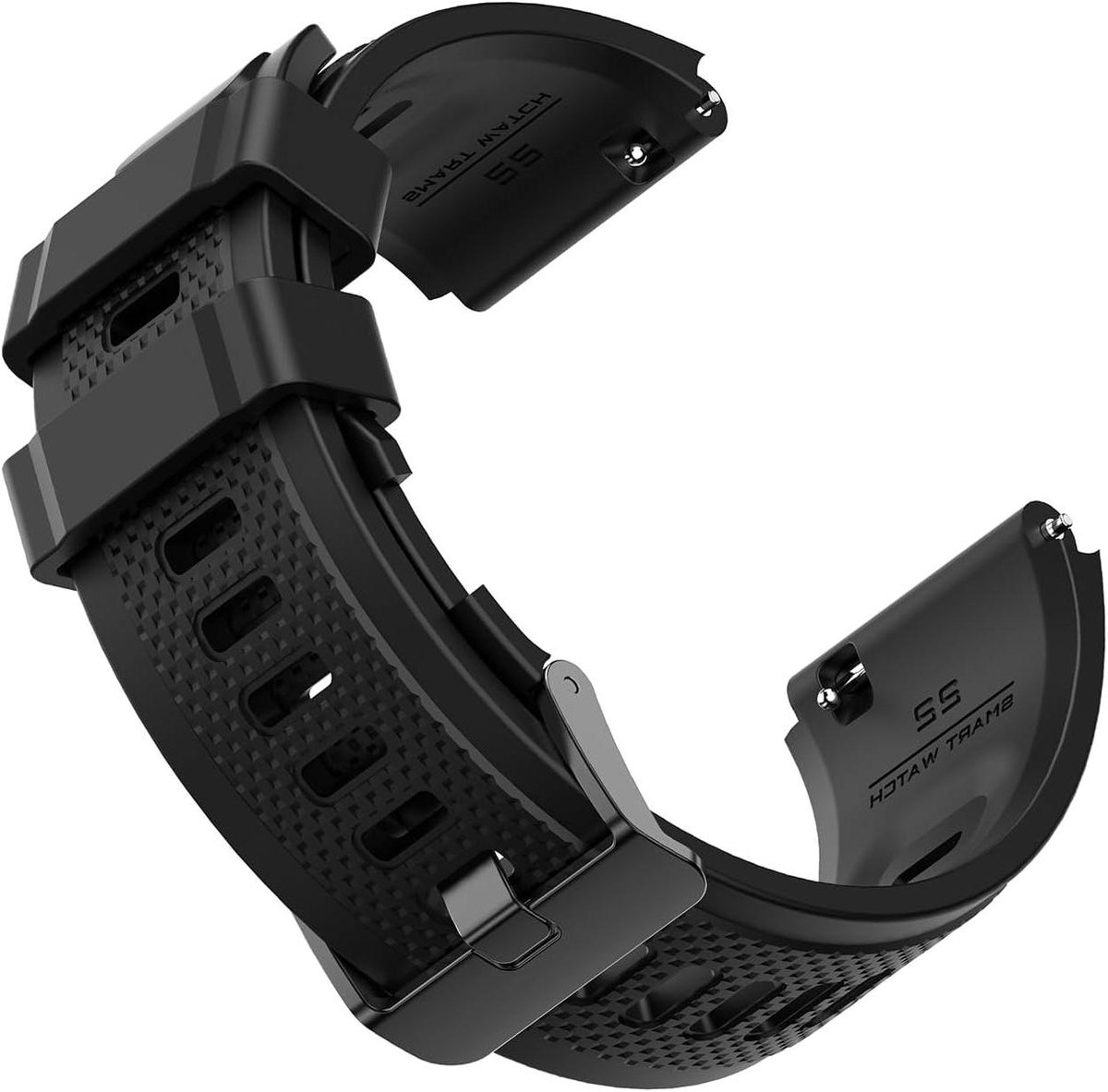 Allecto plus - 22 mm siliconen horlogeband met snelsluiting voor heren - zwart - smartwatch en polshorloge - sporthorloge accessoire